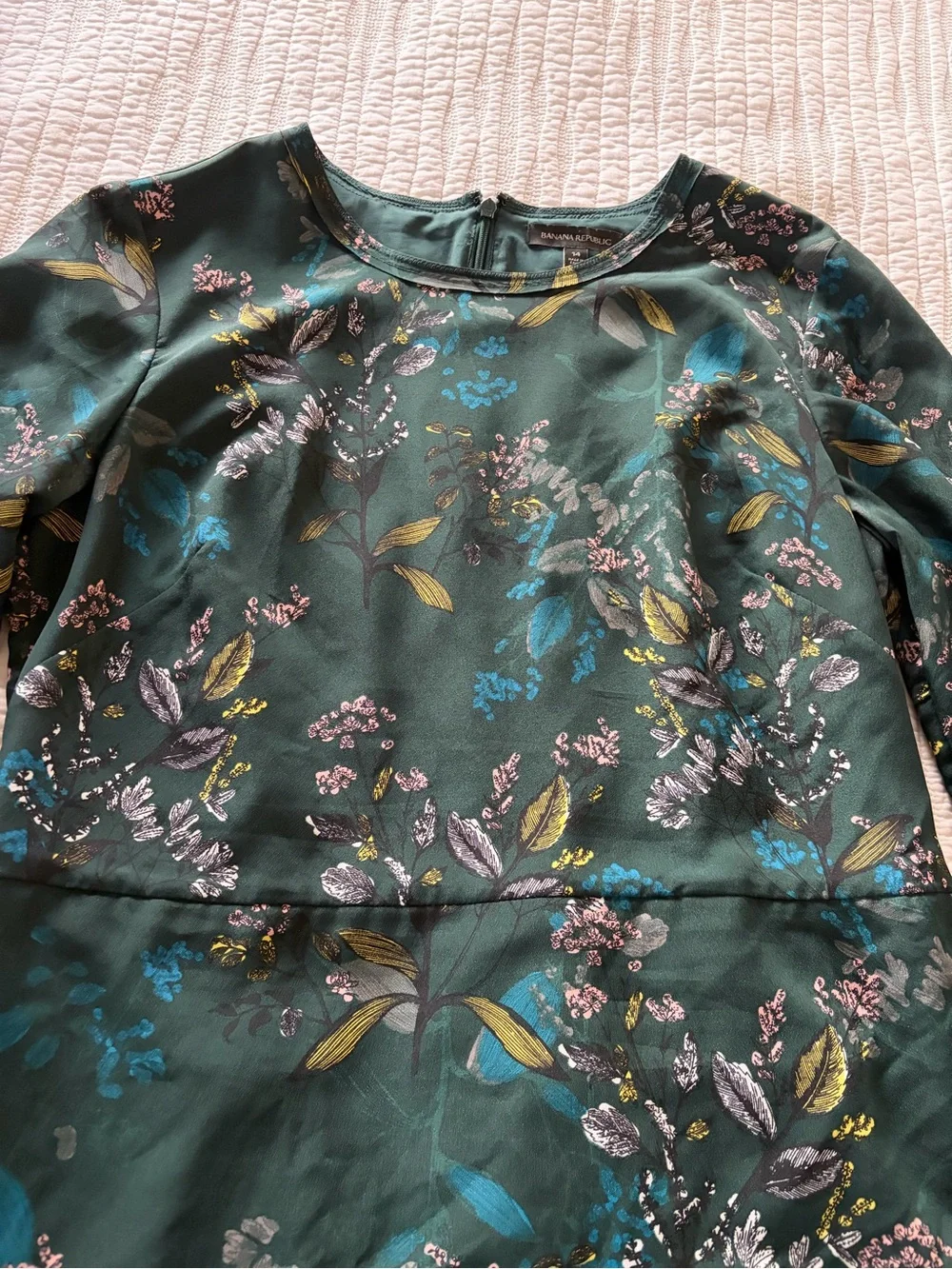Banana Republic Emerald Green Floral Fit-and-Flare Dress